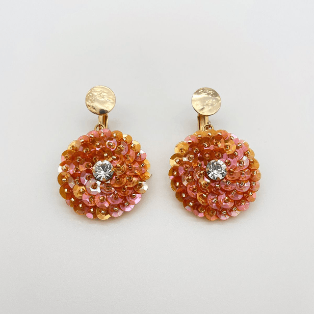 Boucles d’oreilles (clips) ZINNIA - ORANGE PAPAYE Ø30mm