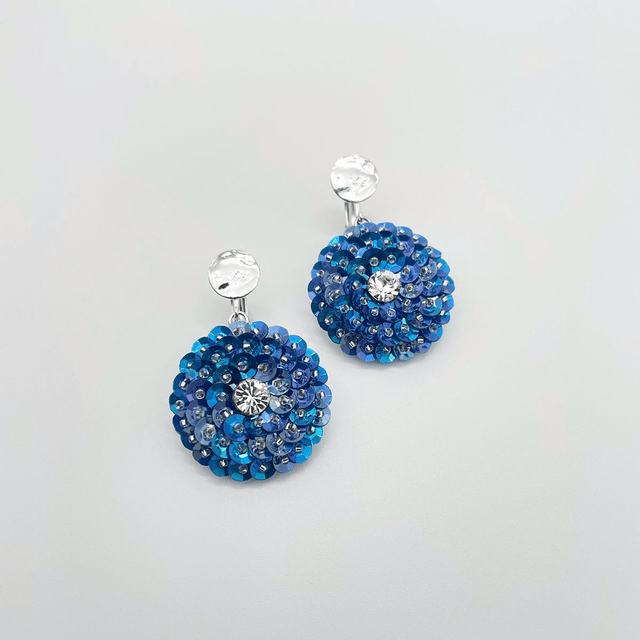 Boucles d’oreilles (clips) ZINNIA - BLEU CAPRI Ø30mm