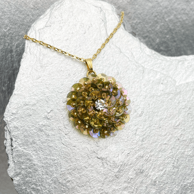 Pendentif ZINNIA - VERT OLIVE Ø25mm