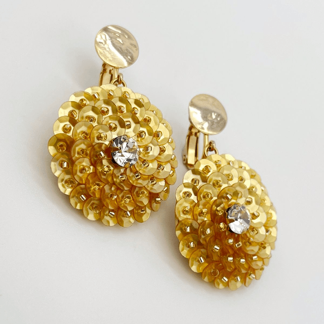 Boucles d’oreilles (clips) ZINNIA - JAUNE D’OR Ø30mm