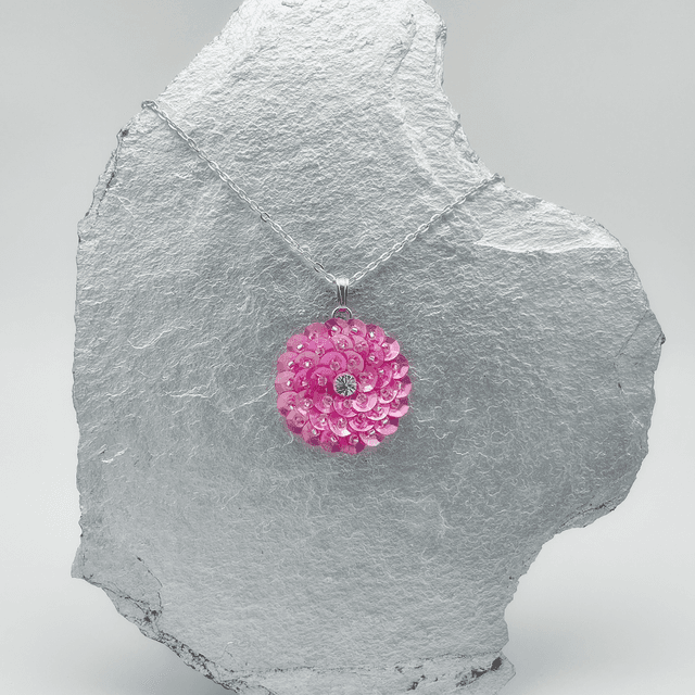 Pendentif ZINNIA - ROSE Ø25mm