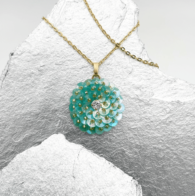 Pendentif ZINNIA - TURQUOISE Ø25mm