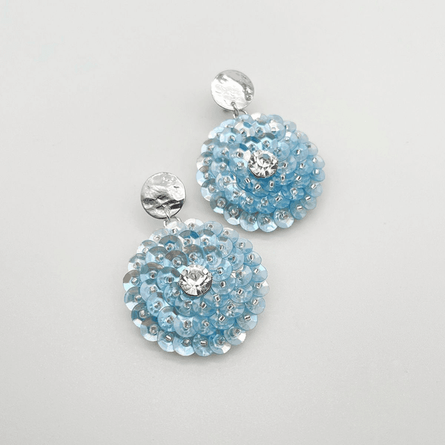 Boucles d’oreilles (clous) ZINNIA - BLEU CÉLESTE Ø30mm