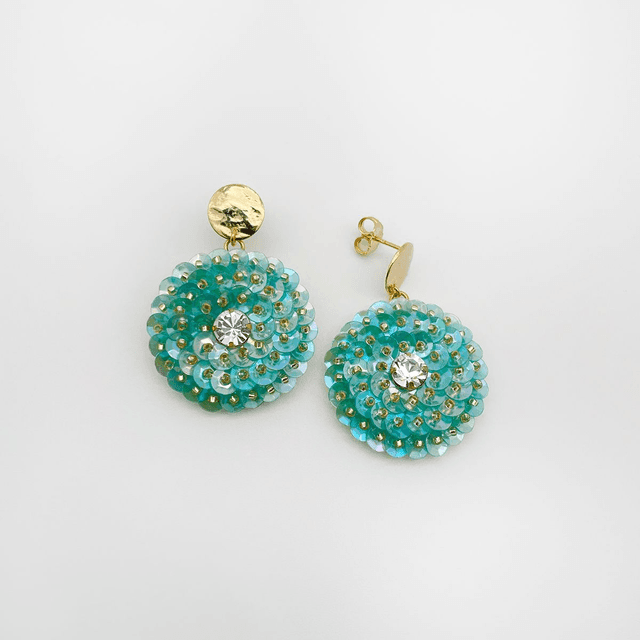 Boucles d’oreilles (clous) ZINNIA - TURQUOISE Ø30mm